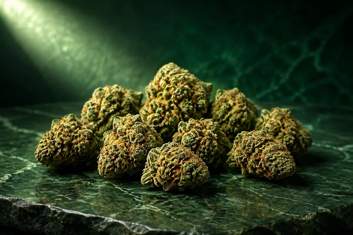 Illustrative mature dried cannabis buds for the AA Weed collection