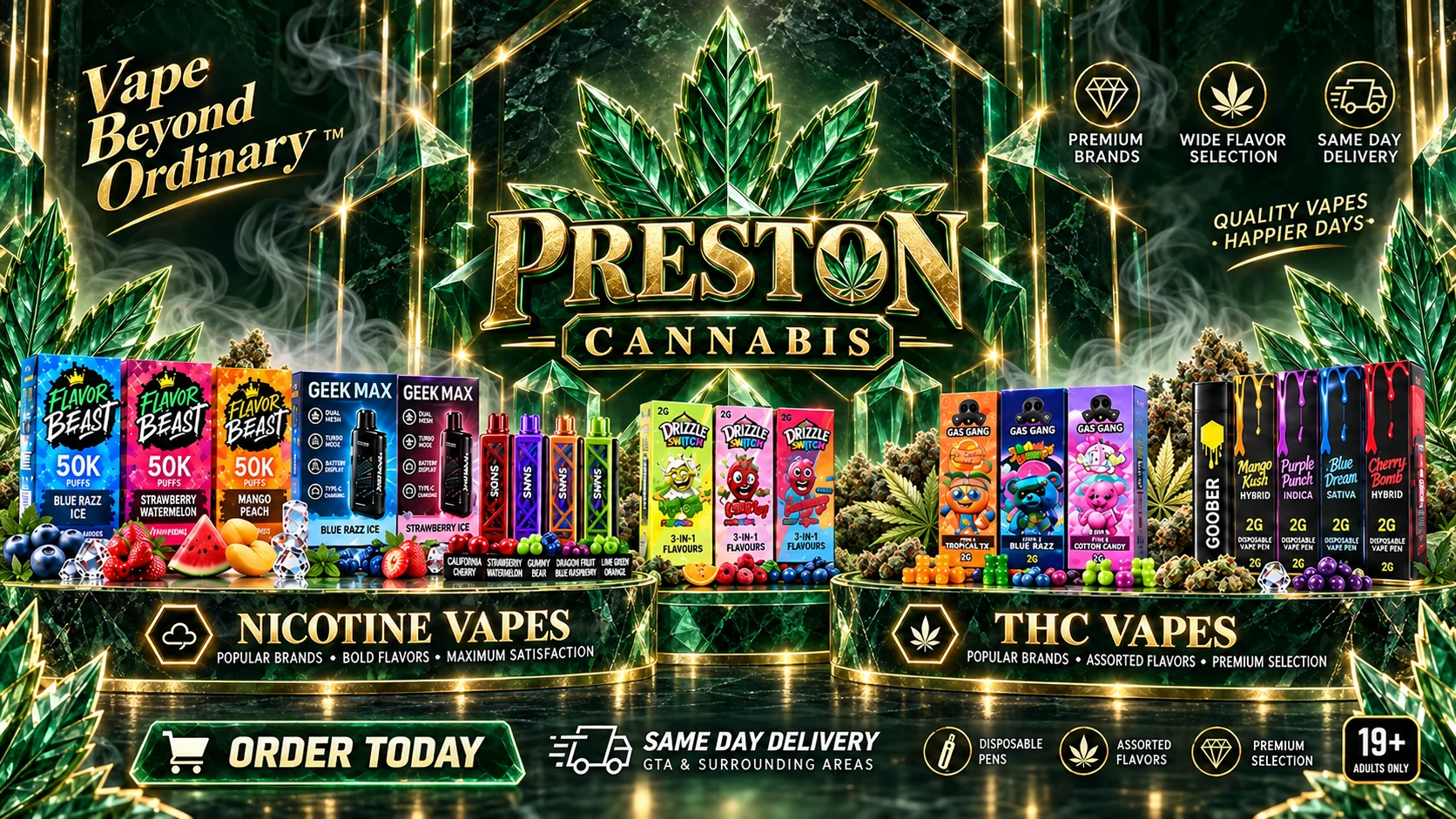 Preston Cannabis in Little Italy, Ottawa — nicotine and THC vapes